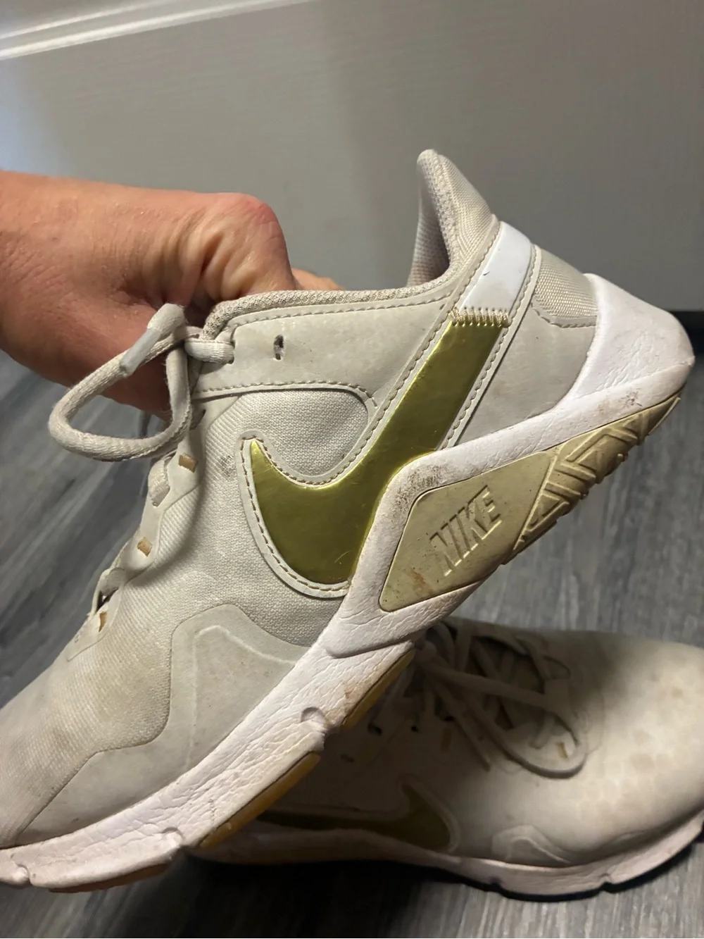 Nike Off-White Athletic Sneakers with Yellow Highlights